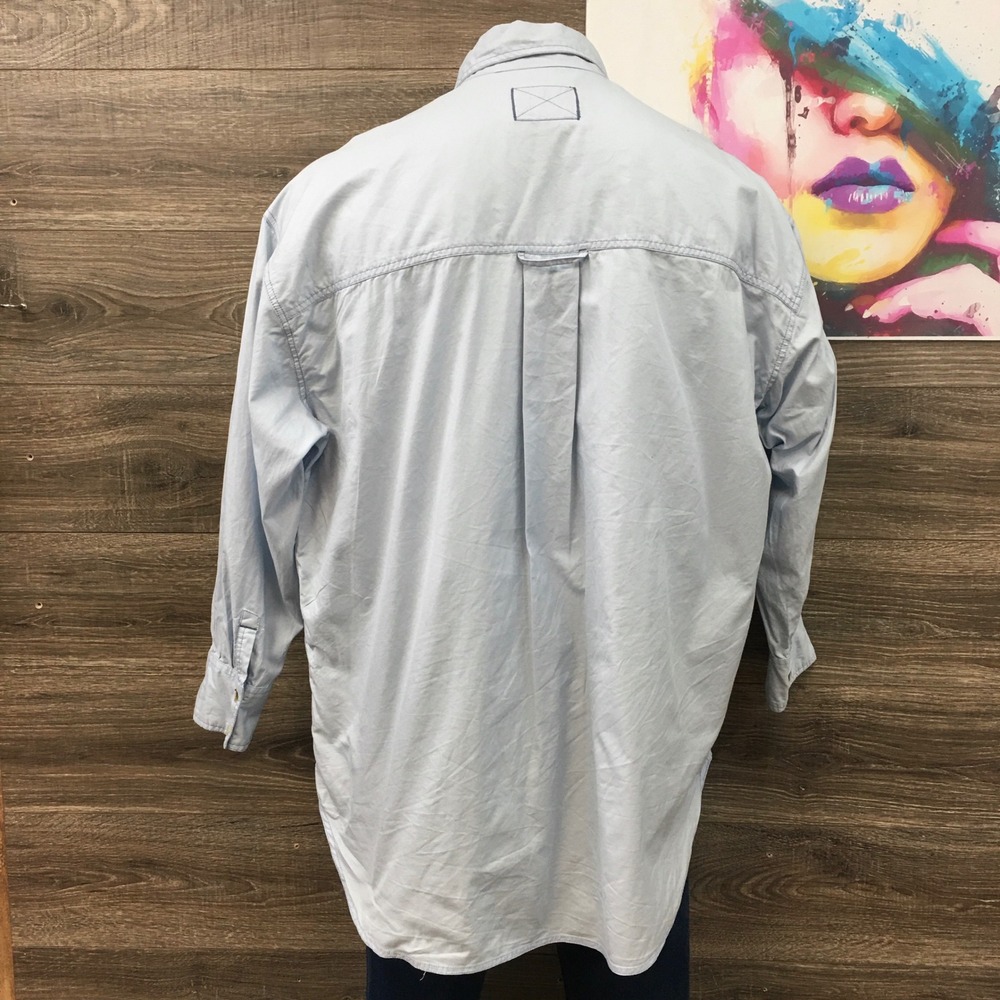 We The Free Button Down Shirt Relaxed Fit Long Sleeve Light‎ Blue L - Picture 3 of 8